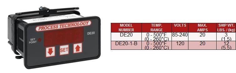 Digital Thermostats: DE Series, 1/8 DIN